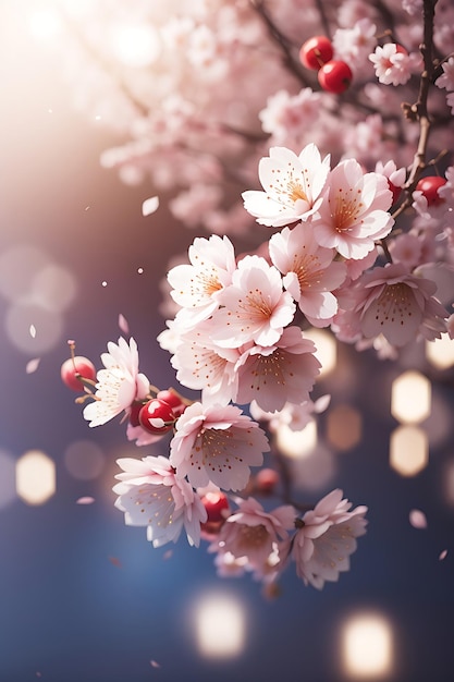 Bloeiende witte en roze lentebloemen op fruitboomtakjes