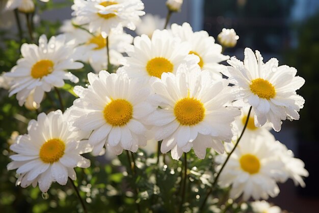 Bloeiende witte madeliefjesbloemen een schitterend gezicht in de 32 verhouding