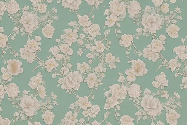 Foto bloeit een romantische delicate florale elegantie in zachte pastels en nostalgisch ingewikkeld bloempatroon