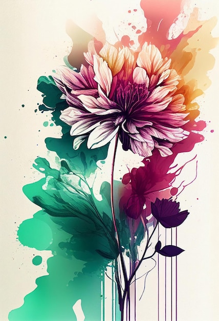 Bloem aquarel kunst achtergrond Wallpaper designGenerative AI