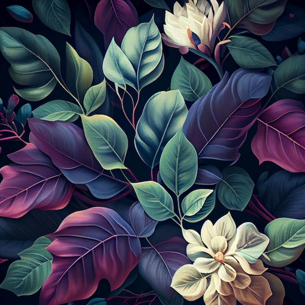 Bloem en blad pastel kleur vintage afbeelding achtergrond