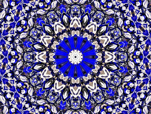 Bloem gzhel deco ronde mandala ontwerp decoratieve elementen indigo, blauwe lijn en wit gebied om in te kleuren. schaduw rond van mandala en kleur achtergrond. arabische, islam, indische, chinese yoga illustratie