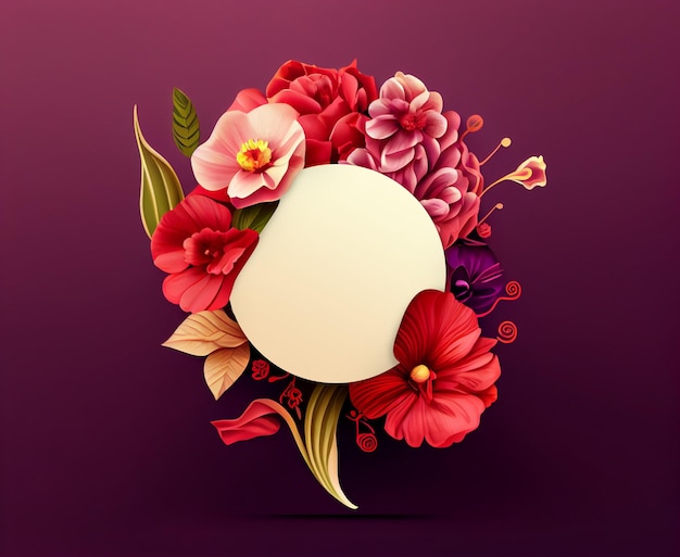Bloem illustratie Floral frame ontwerp Wenskaart of uitnodiging sjabloon Generatieve AI
