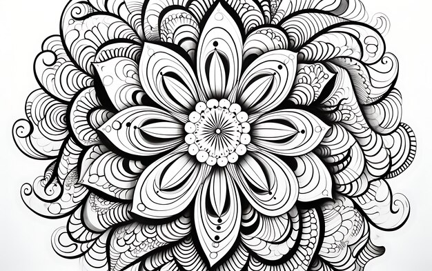 Bloem mandala zwart-wit kleurpagina