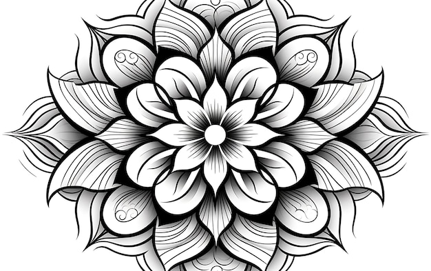 Bloem mandala zwart-wit kleurpagina