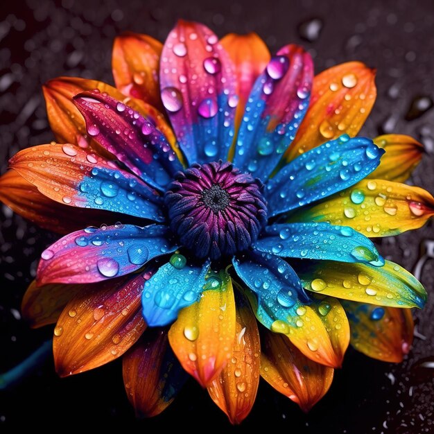 Foto bloem met ingewikkelde bloemblaadjes en levendige kleuren