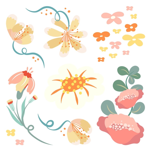 Bloem sticker png pastel bloem clipart illustratie set