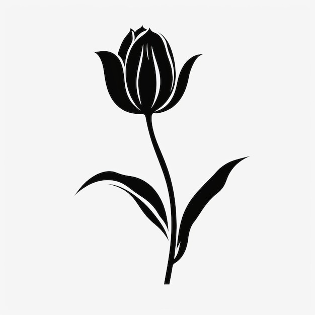 Bloem Tulip Silhouette Minimalistische Vector Kunst Voor Symbolische Identificatie