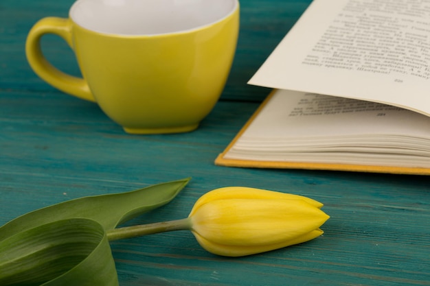 Bloem tulp beker en boek