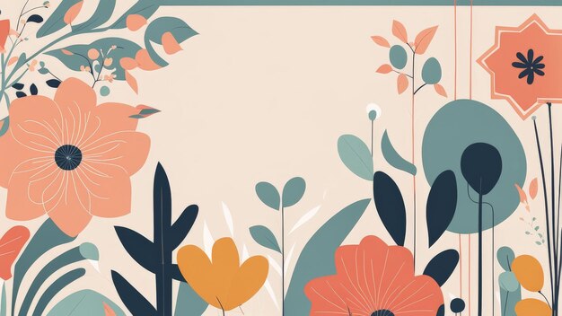 Foto bloemen achtergrond met met de hand getekende bloemen en bladeren vector illustratie bloem achtergrond wit