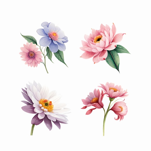 Bloemen aquarel collectie voor huwelijksuitnodigingen in wallpapers mode prints