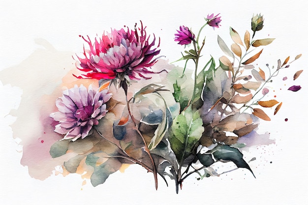 Bloemen aquarel illustratie Generatieve Ai