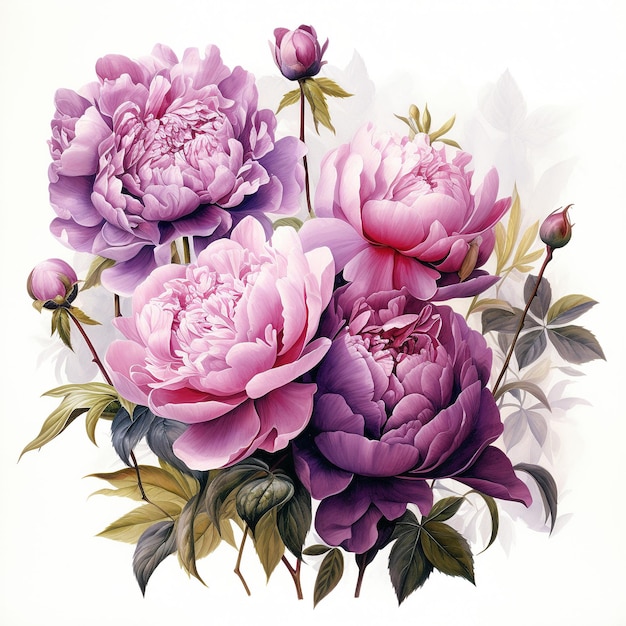 Bloemen aquarel roze tinten illustratie