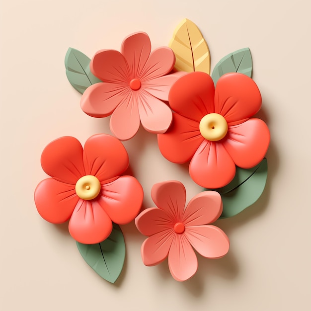 Bloemen decoratie 3D illustratie door generatieve Ai