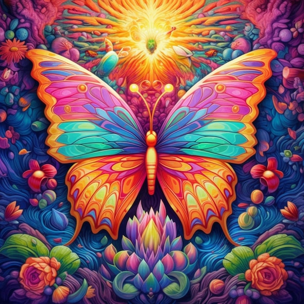 bloemen en vlinder kleurrijke mooie achtergrond