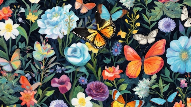 Bloemen en vlinders Patroon