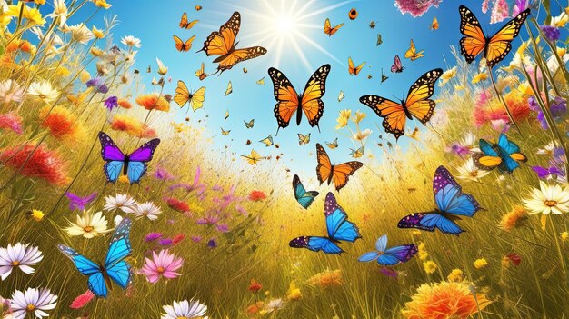bloemen en vlinders