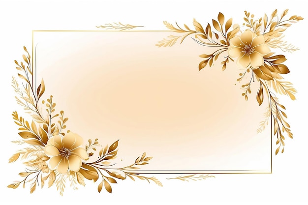 Bloemen frame kaart sjabloon Gouden gradiënt op witte achtergrond Vector ontwerp illustratie voor bunner trouwkaart rechthoekige hoeken zijden decoratie