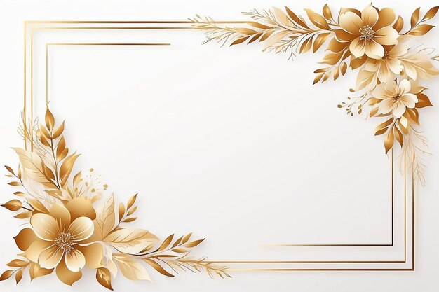 Bloemen frame kaart sjabloon Gouden gradiënt op witte achtergrond Vector ontwerp illustratie voor bunner trouwkaart rechthoekige hoeken zijden decoratie