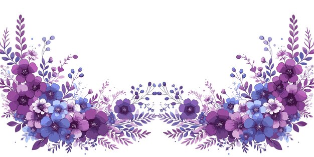 Bloemen frame met blauwe en paarse bloemen decoratieve bloemen decoratie bloemen achtergrond vector