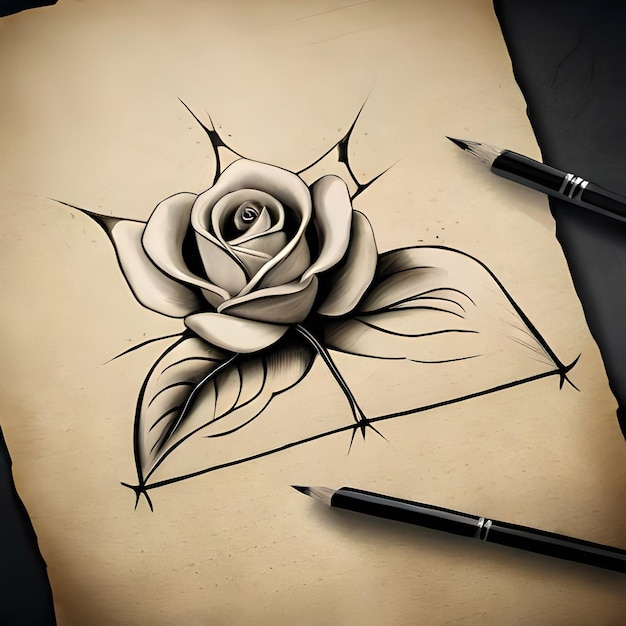 Foto bloemen getekend met potlood