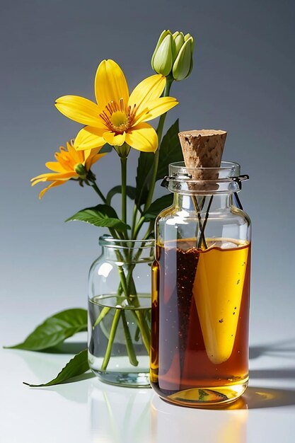 Foto bloemen glazen fles decoratie close-up mooie creatieve wallpaper achtergrond illustratie