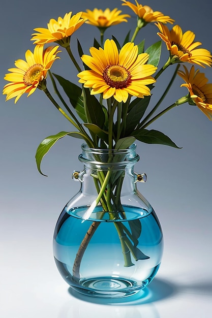 Bloemen glazen fles decoratie close-up mooie creatieve wallpaper achtergrond illustratie