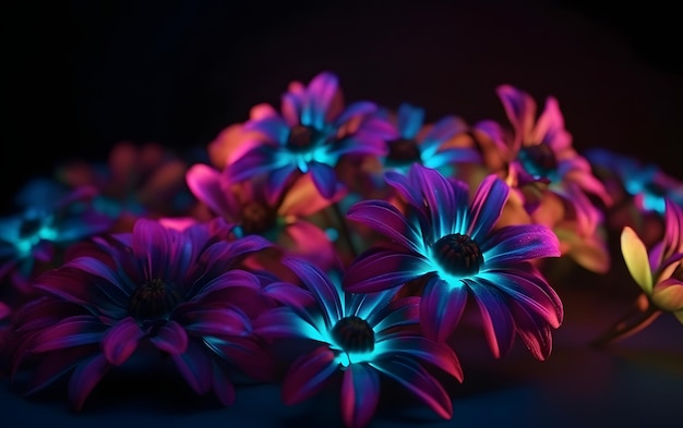 Foto bloemen gloeien in het donker behang