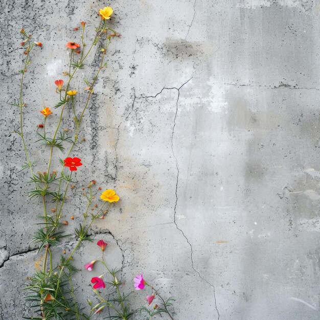 Bloemen groeien door een betonnen muur Natuurbeschermingsconcept