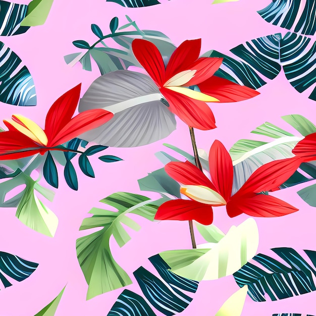 Bloemen Herhalend patroon naadloos over de hele print oppervlaktetegel voor bloemenbehang Generatieve AI voor textielontwerp deken kussengordijnen kleding