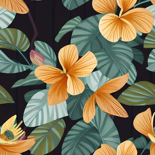 Bloemen Herhalend patroon naadloos over de hele print oppervlaktetegel voor bloemenbehang Generatieve AI voor textielontwerp deken kussengordijnen kleding