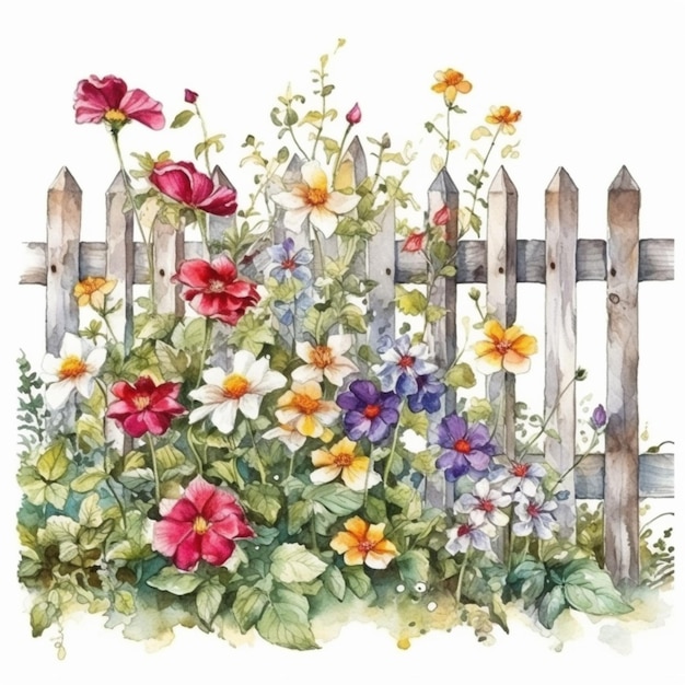Bloemen in de tuin aquarel schilderij