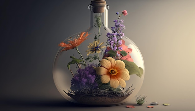 Bloemen in een fles Ai gegenereerde kunst