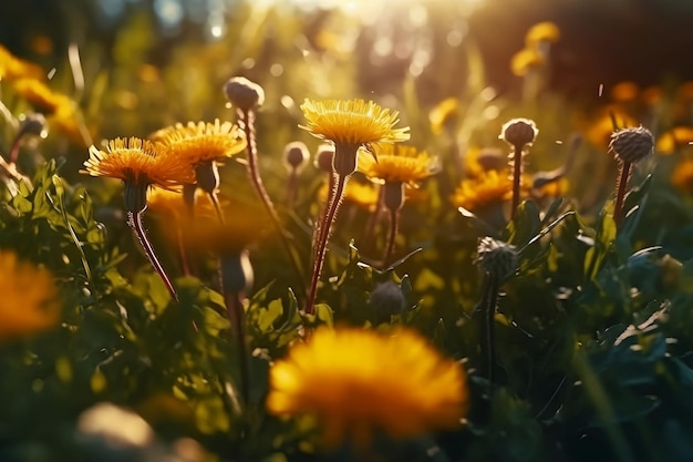 Bloemen in het gras Generatieve AI