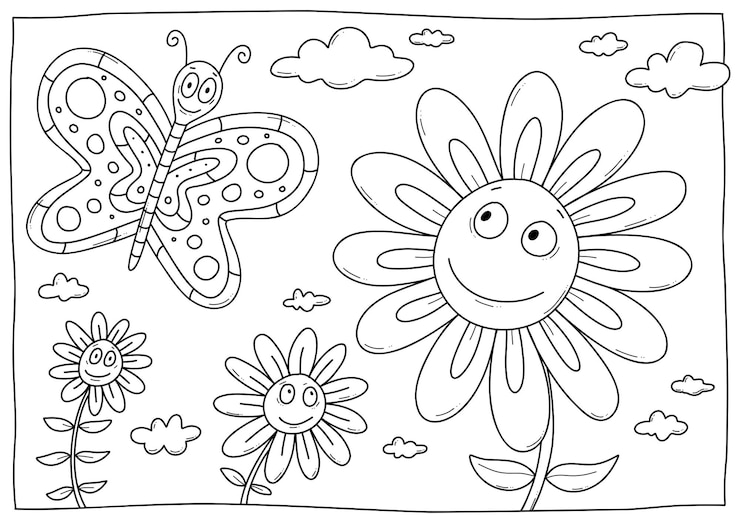 Foto bloemen kleurboek