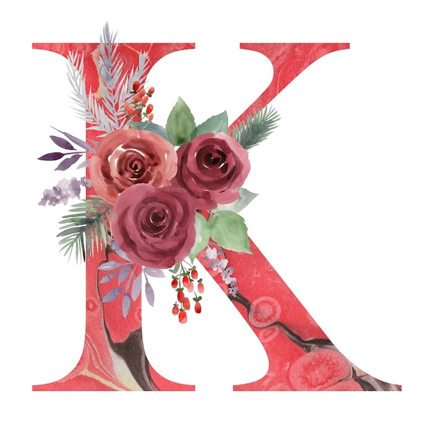 Foto bloemen letter k met kerstbloemen