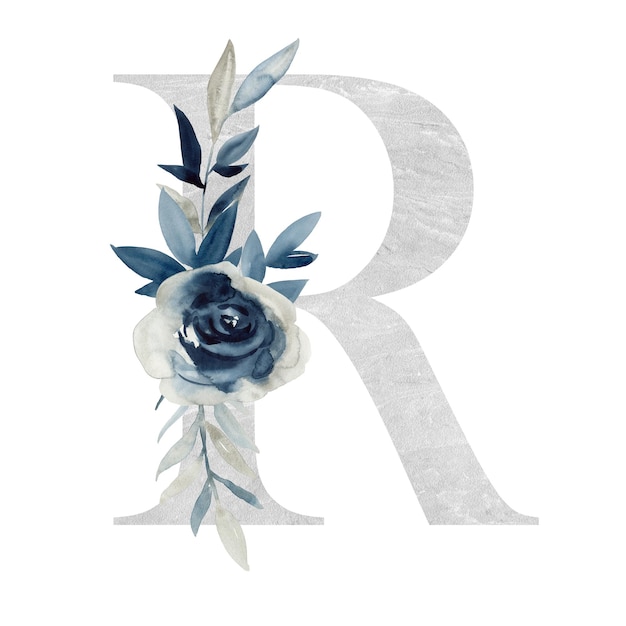 Bloemen letter R met roos