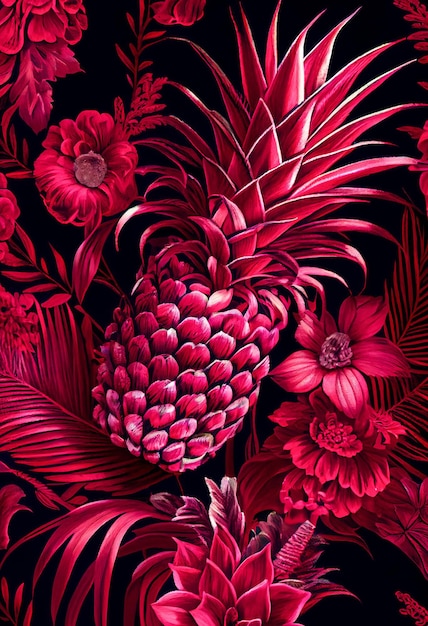 Bloemen magenta ananas abstracte achtergrond
