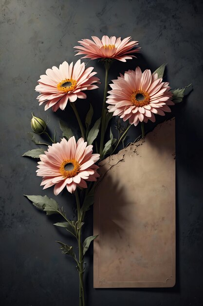 Foto bloemen met groeten kaart bloemen frame mockup kaart