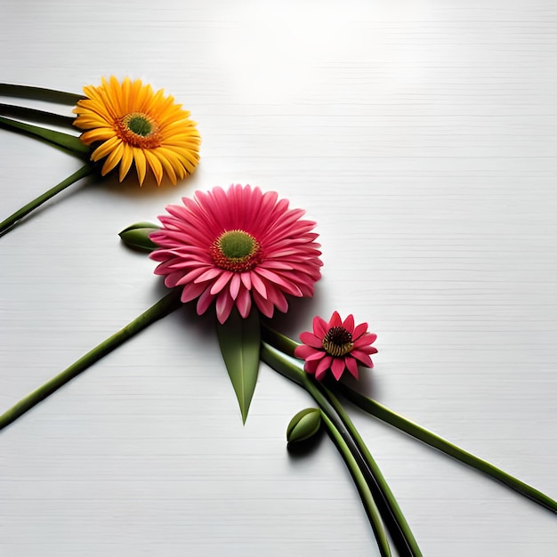 Bloemen minimalistisch design witte achtergrond AI gegenereerd