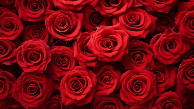 Foto bloemen muur natuurlijke rode rozen achtergrond.