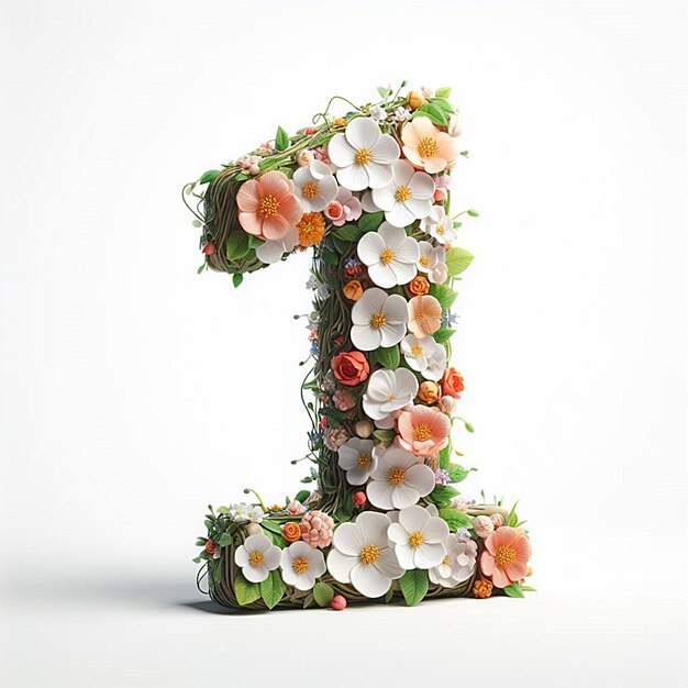 bloemen natuur nummer lettertype bloem zomer boeket lente karakter ontwerp alfabet beautifu