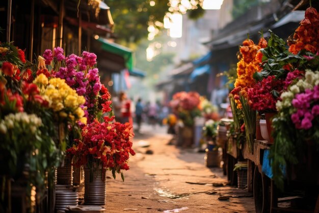 Bloemen op een straatmarkt in Parijs, Frankrijk