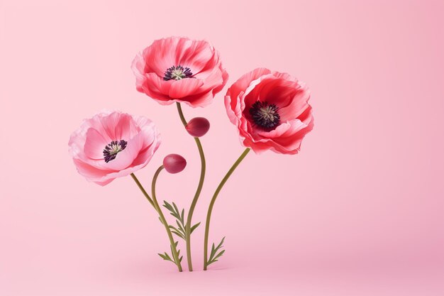 Bloemen op roze achtergrond