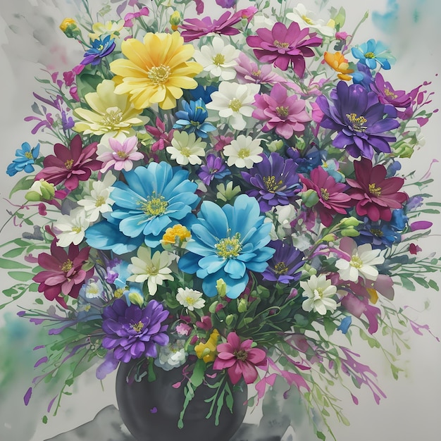 Bloemen schilderij illustratie voor wenskaarten