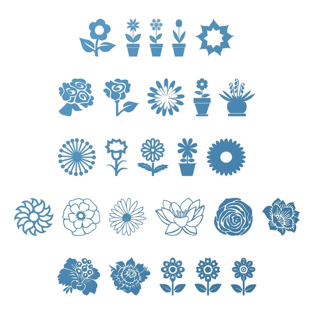 bloemen set items gradiënt effect foto jpg vector set