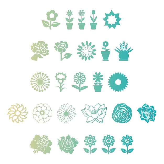 Foto bloemen set items gradiënt effect foto jpg vector set