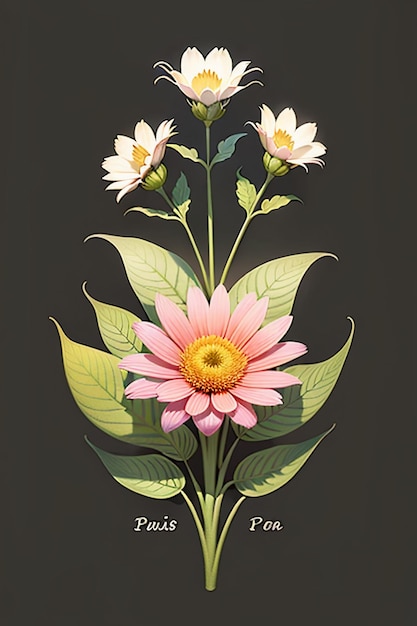 Bloemen Tekst Reclame Poster Propaganda Cover Ontwerp Banner Wallpaper Achtergrond Illustratie