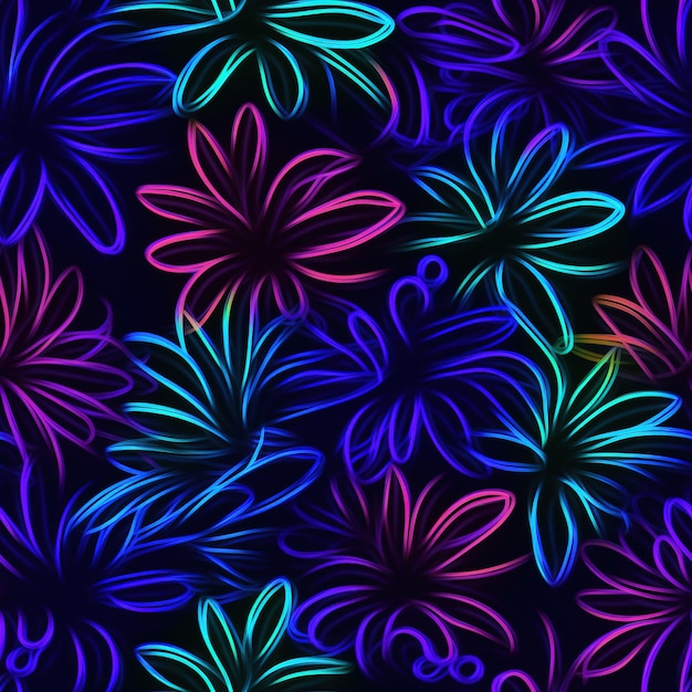 bloemen tropisch patroon in neonkleuren