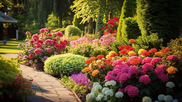 Bloemen tuin zomer prachtige bloemen beelden Generatieve AI
